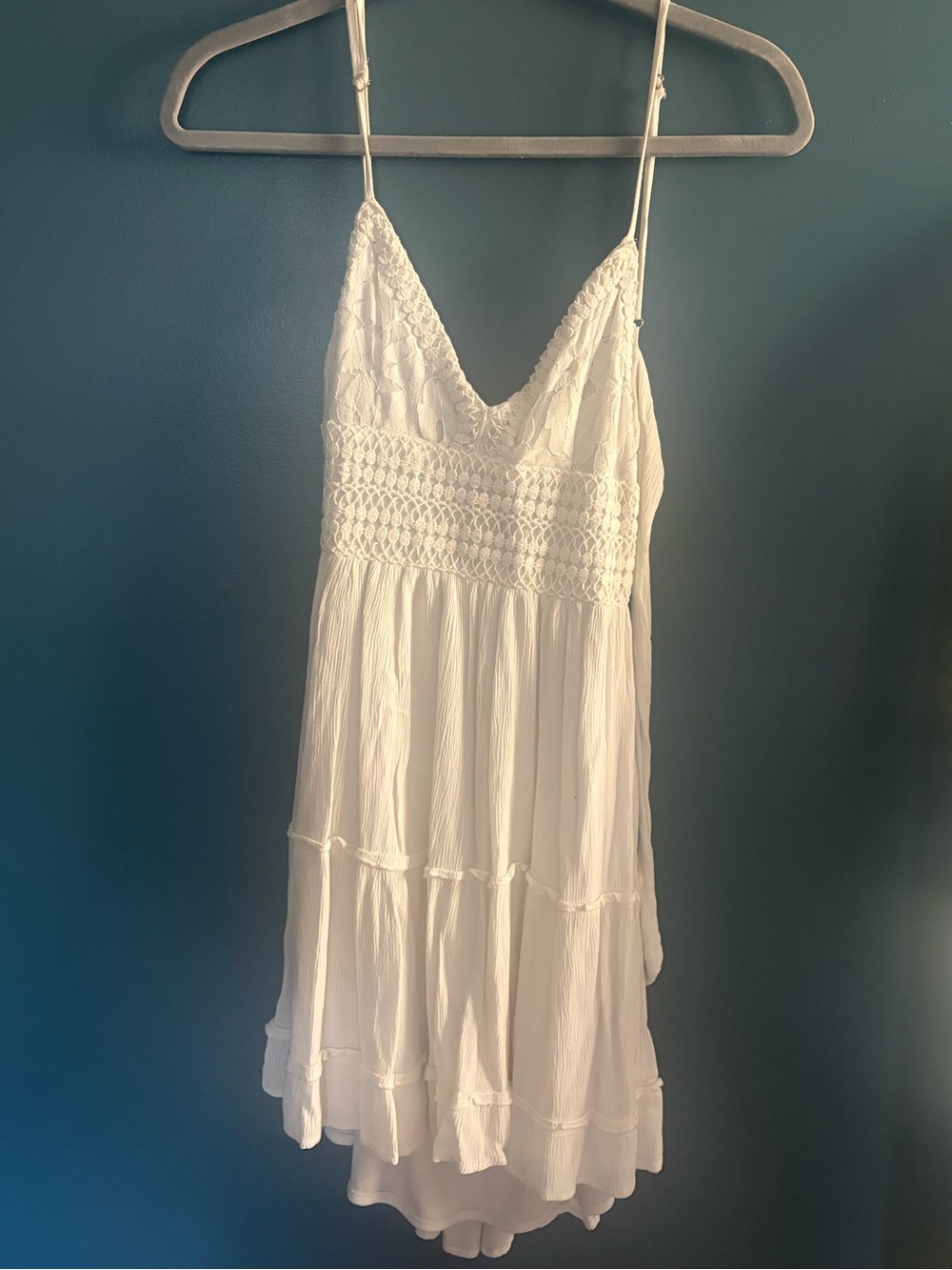 White Tiered Spaghetti Strap Sundress